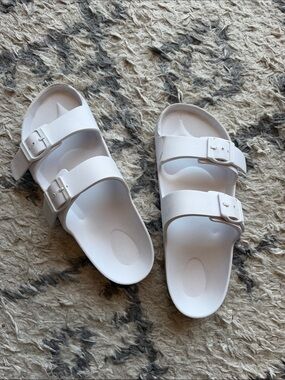 Shade & Shore White Double-Buckle Men's Slide Sandals
